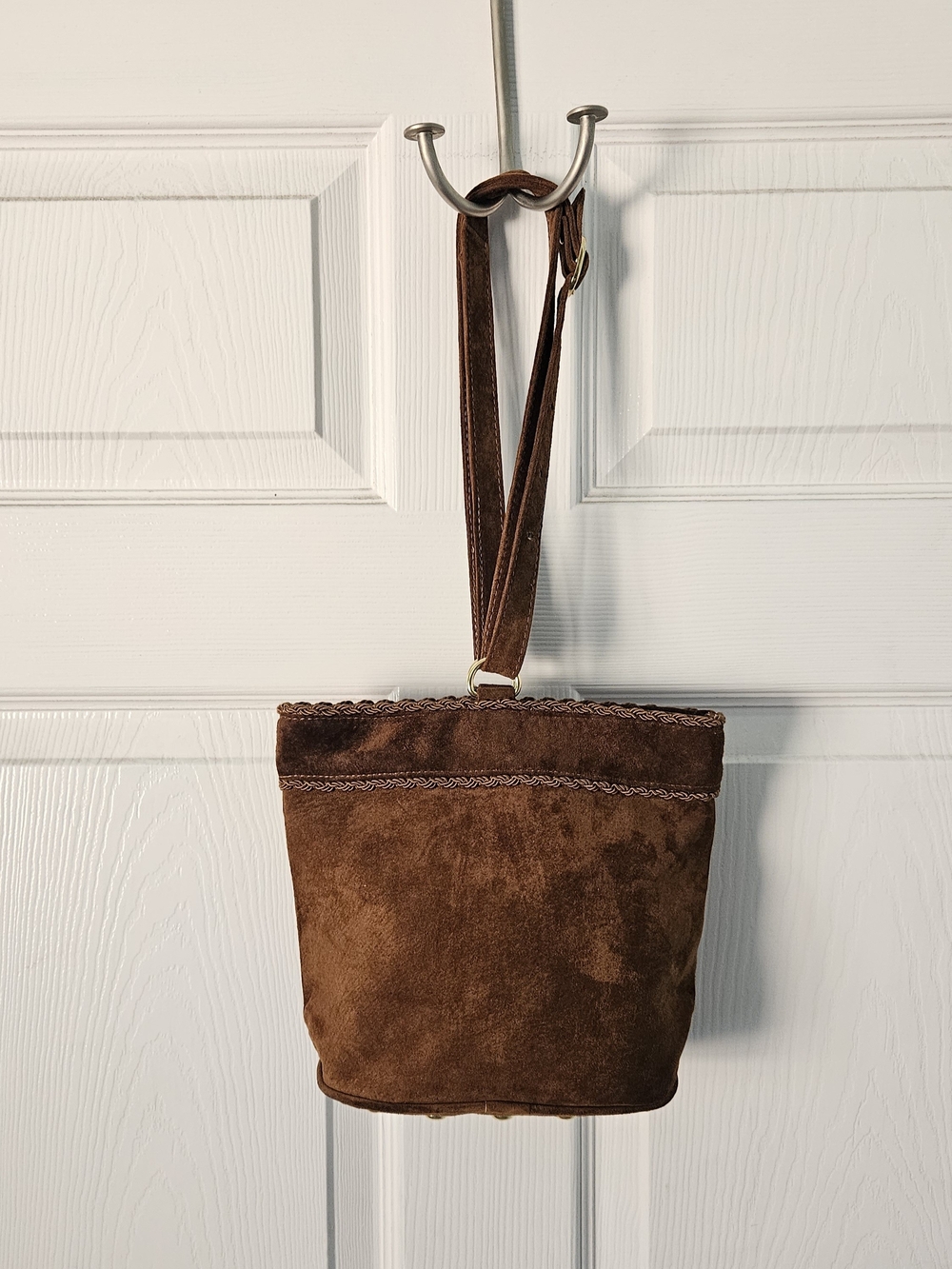 VTG Diane Von Furstenberg USA Suede Leather Bucket Handbag Purse Braided Boho